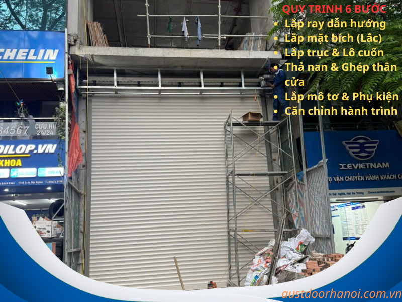 Quy trình lắp đặt cửa cuốn Austdoor gồm 6 bước